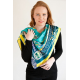 Yellow and Turquoise Medium Square Silk Scarf 