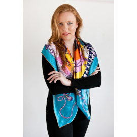 Large Turquoise Square Silk Scarf