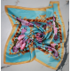 Blue and Yellow Floral Small Square Silk Scarf